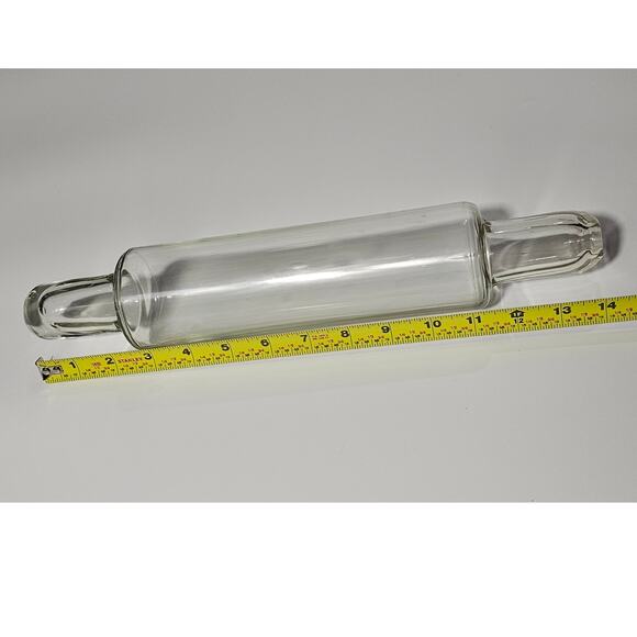 Vintage Clear Handblown Glass Rolling Pin Needs Cork Stopper Kitchen Decor - Picture 4 of 4